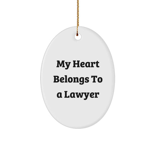 Funny Lawyer Gifts for Him - My Heart Belongs To A Lawyer Oval Ornament, Christmas Unique Gifts from Men to Lawyer Friends - Image 1