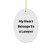 Funny Lawyer Gifts for Him - My Heart Belongs To A Lawyer Oval Ornament, Christmas Unique Gifts from Men to Lawyer Friends - Image 1