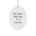 Funny Lawyer Oval Ornament, Gifts from Friends, Lawyer Gifts for Men, Unique Christmas Unique Gifts, 'My Heart Belongs To A Lawyer' - Image 1