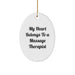 Funny Massage Therapist Gift, My Heart Belongs To A Massage Therapist, Oval Ornament Christmas Unique Gifts from Friends to Family - Image 1