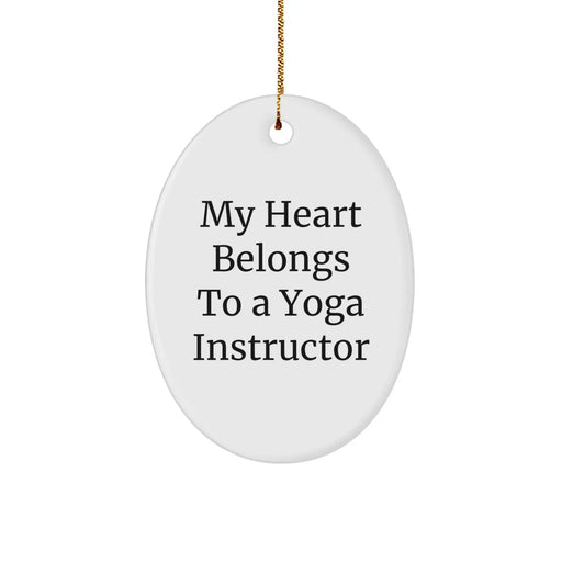 Funny Yoga Instructor Gifts from Friends, 'My Heart Belongs To A Yoga Instructor' Oval Ornament for Christmas - Image 1