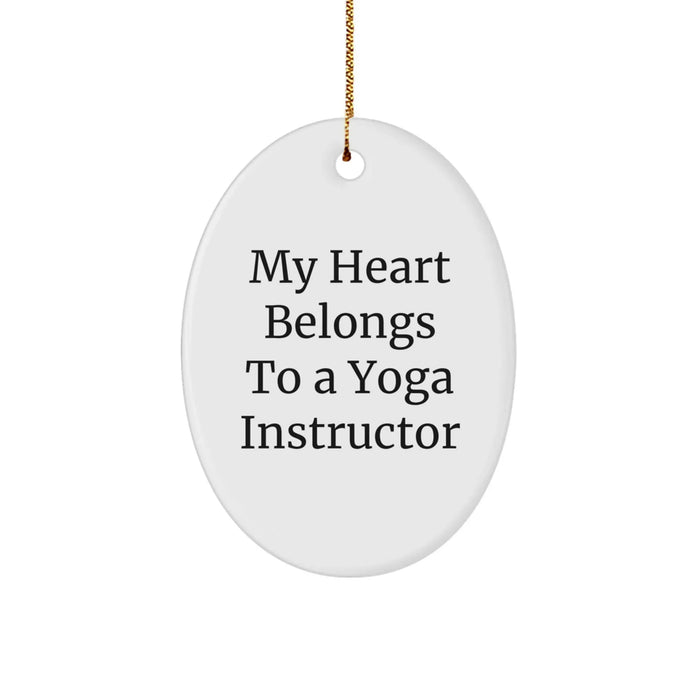 Funny Yoga Instructor Gifts from Friends, 'My Heart Belongs To A Yoga Instructor' Oval Ornament for Christmas - Image 1
