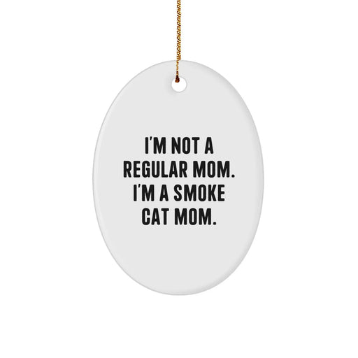 Funny Smoke Cat Mom Oval Ornament Gifts for Christmas from Family, Friends, or Coworkers - Image 1