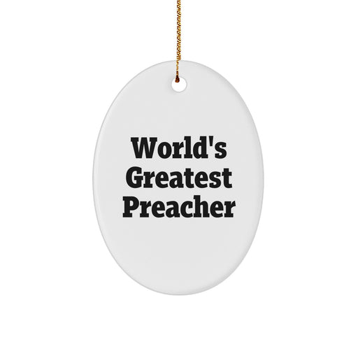 World's Greatest Preacher Oval Ornament Gifts from Family for Preacher Christmas Unique - Image 1
