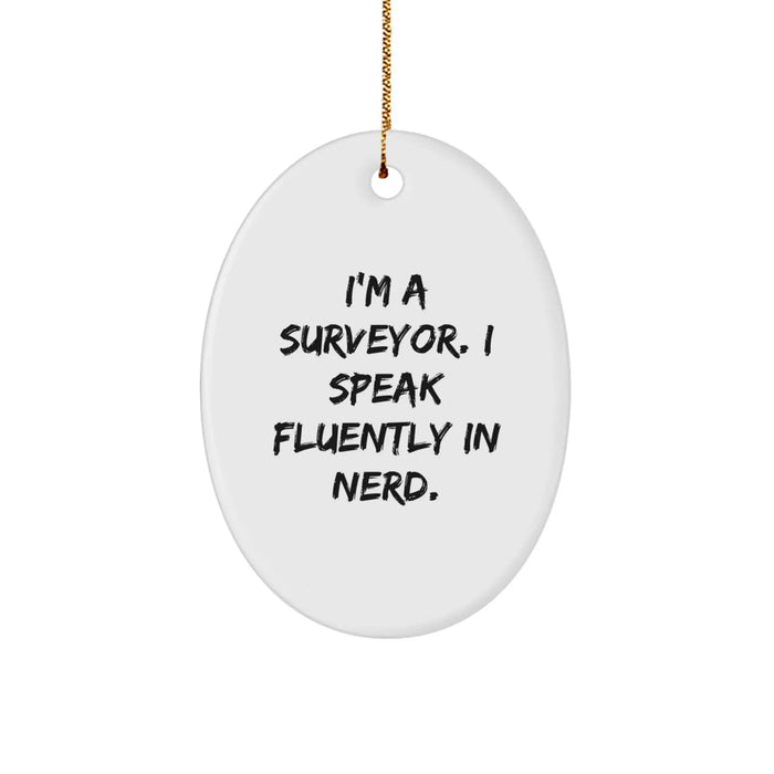 Funny Surveyor Oval Ornament Gift for Surveyor Friends and Family Men from Surveyor Lover Christmas Unique Gifts - Image 1