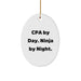 CPA by Day Ninja by Night Oval Ornament, Funny Quote Gifts from Friends to CPA, Christmas Unique Gifts - Image 1