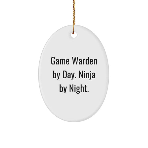 Game Warden Gifts from Friends - Oval Ornament for Christmas by Day, Ninja by Night - Image 1