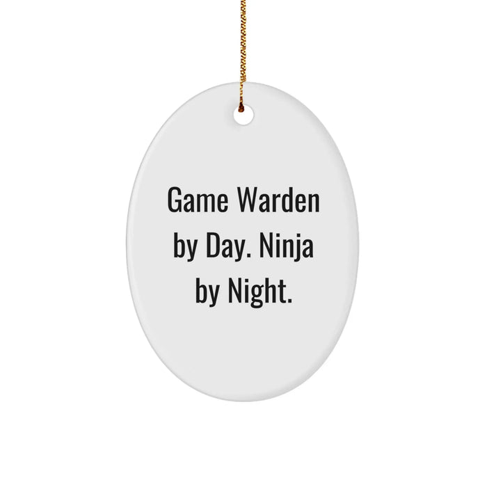 Game Warden Gifts from Friends - Oval Ornament for Christmas by Day, Ninja by Night - Image 1