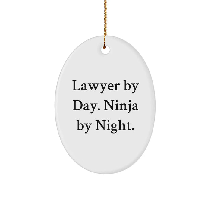 Funny Lawyer Gifts for Men - Oval Ornament - Lawyer By Day Ninja By Night - Christmas Unique Decorations - Image 1