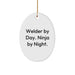 Funny Welder Gifts from Men to Friends for Christmas Unique Oval Ornaments - Welder By Day. Ninja By Night. - Image 1