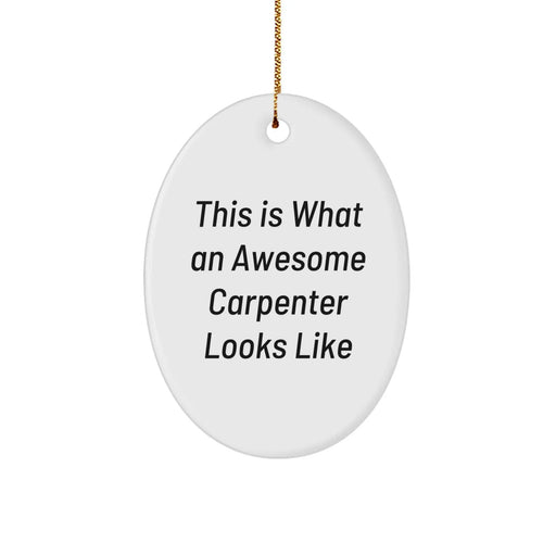 Funny Carpenter Gifts from Friends for Men - Oval Ornament This Is What An Awesome Carpenter Looks Like Christmas Decorations - Image 1