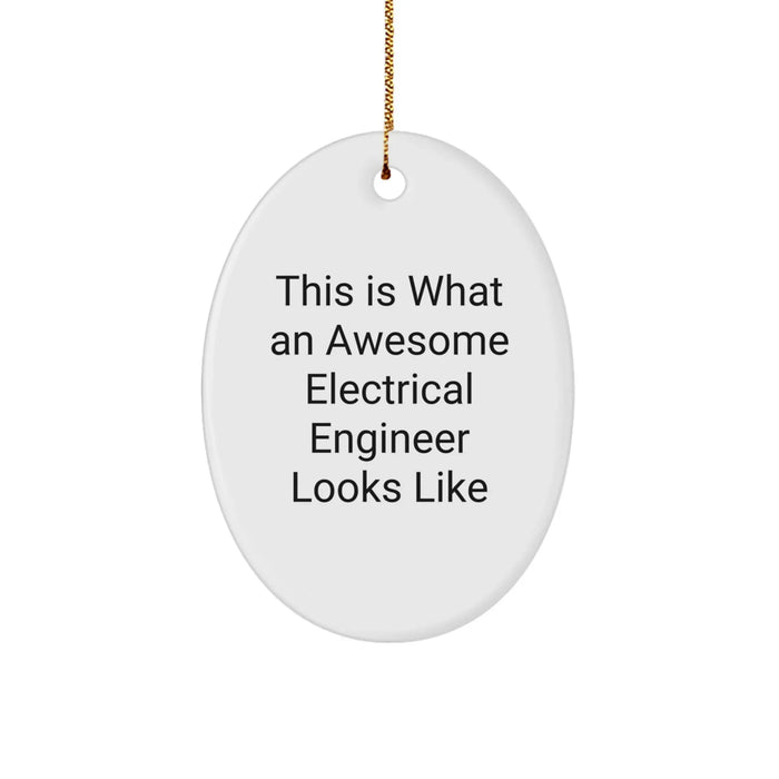 Funny Electrical Engineer Oval Ornament Gifts from Friends, Unique Christmas Decorations for Electrical Engineer Men, This Is What An Awesome Electrical Engineer Looks Like Oval Shaped Gift - Image 1