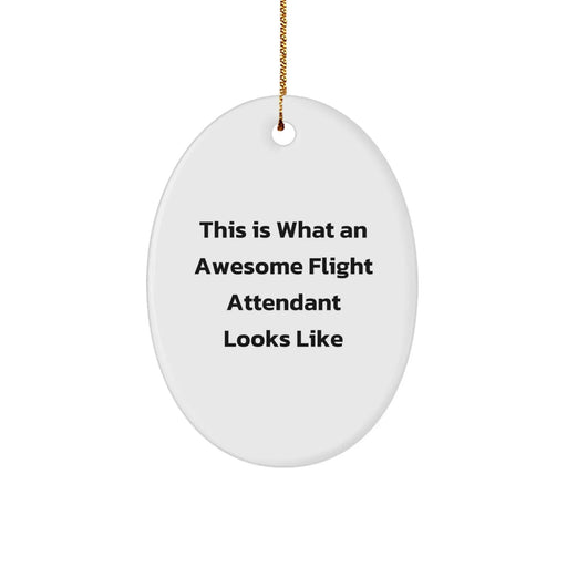 Flight Attendant Gifts from Friends and Family, Awesome Oval Ornament for Christmas Unique Presents - Image 1