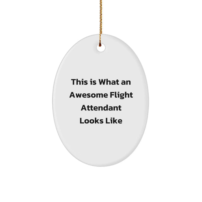 Flight Attendant Gifts from Friends and Family, Awesome Oval Ornament for Christmas Unique Presents - Image 1