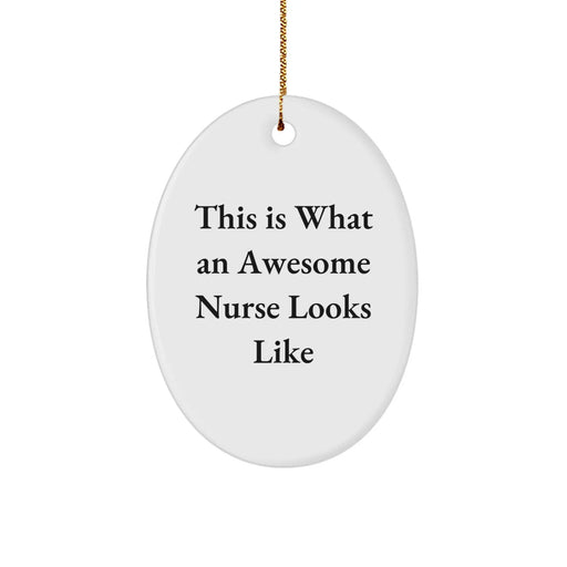 Funny Nurse Gifts from Women - Oval Ornament This Is What An Awesome Nurse Looks Like Christmas Unique Presents for Nurses - Image 1