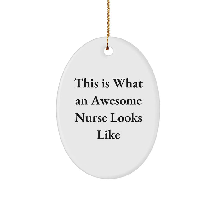 Funny Nurse Gifts from Women - Oval Ornament This Is What An Awesome Nurse Looks Like Christmas Unique Presents for Nurses - Image 1