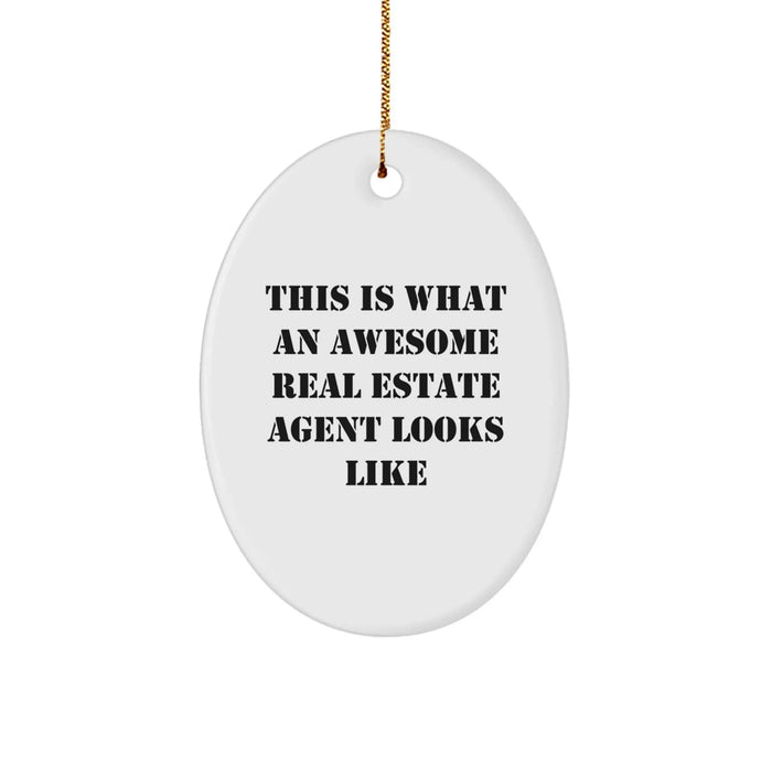 Funny Real Estate Agent Gifts from Christmas Unique Gifts for Real Estate Agent Men - Oval Ornament Decor - Image 1