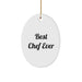 Funny Chef Gifts from Men to Best Chef Ever, Oval Ornament for Christmas Unique Presents - Image 1