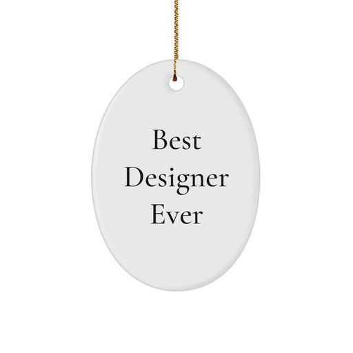 Designer Christmas Oval Ornament Gifts from Friends to Best 'Designer Ever' Lover - Unique White Oval Shaped Decoration - Image 1