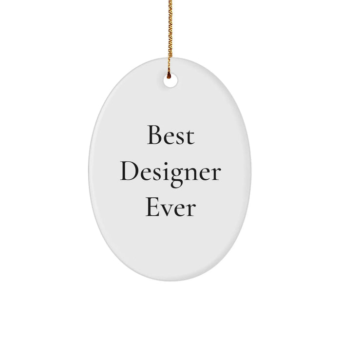 Designer Christmas Oval Ornament Gifts from Friends to Best 'Designer Ever' Lover - Unique White Oval Shaped Decoration - Image 1