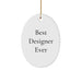 Designer Christmas Oval Ornament Gifts from Friends to Best 'Designer Ever' Lover - Unique White Oval Shaped Decoration - Image 1