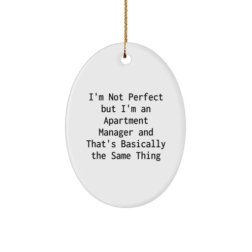 Funny Apartment Manager Christmas Unique Gifts for Friends from Family, Oval Ornament, I'm Not Perfect - Image 1