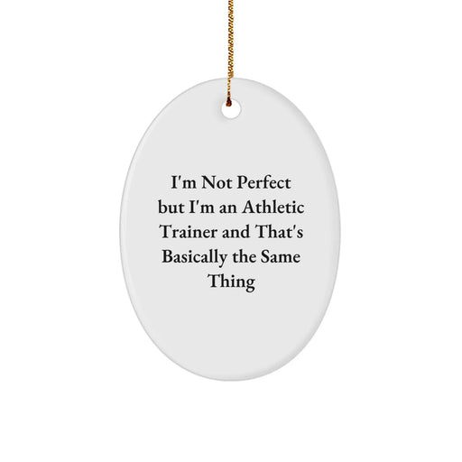 Funny Athletic Trainer Gifts, Oval Ornament Quote 'Im Not Perfect' for Men, Unique Christmas Unique Gifts from Friends, Inspirational Sports Decor - Image 1