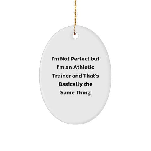 Funny Athletic Trainer Gifts for Athletic Trainers, Oval Ornament, I'm Not Perfect Quote, Gifts from Family, Christmas Unique Gifts for Men - Image 1
