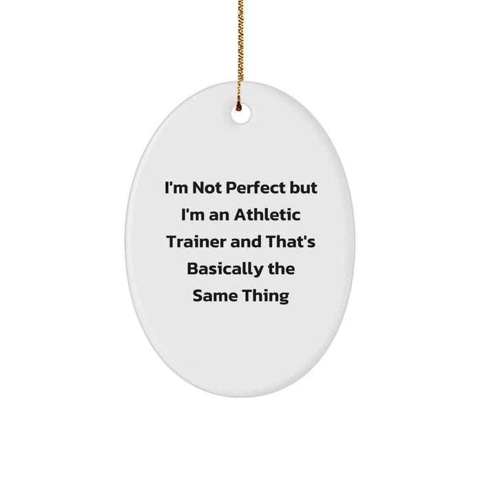 Funny Athletic Trainer Gifts for Athletic Trainers, Oval Ornament, I'm Not Perfect Quote, Gifts from Family, Christmas Unique Gifts for Men - Image 1