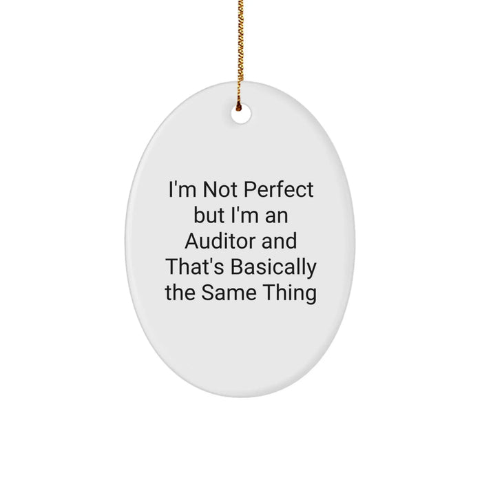 Auditor Oval Ornament, Funny Gift for Friends and Family, Christmas Unique Gifts from Men, Oval Shaped White Decorations - Image 1
