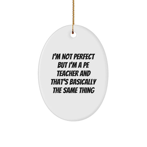 Funny Oval Ornament for PE Teacher - Gifts from Friends, Family, or Coworkers - Perfect Christmas Unique Gifts for PE Teacher Men or Women - Image 1
