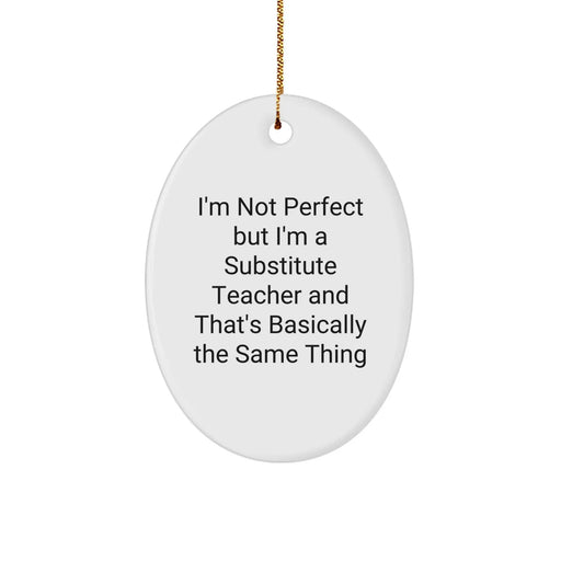 Funny Substitute Teacher Oval Ornament Gifts from Friends and Family, Perfect for Christmas Unique Gifts - Image 1