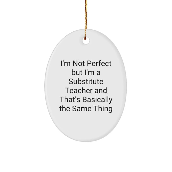 Funny Substitute Teacher Oval Ornament Gifts from Friends and Family, Perfect for Christmas Unique Gifts - Image 1