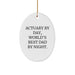 Actuary Gifts, Christmas Unique Oval Ornament, 'Actuary By Day, World's Best Dad By Night.' Quote, Gifts from Men to Actuary Friends and Family - Image 1