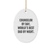 Counselor Gifts from Friends - Oval Ornament for Christmas - 'Counselor By Day, World's Best Dad By Night.' - Image 1