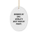 Funny Barber Gifts - 'Barber By Day, World's Best Mom By Night.' Oval Ornament, Christmas Unique Gifts from Family to Friends - Image 1