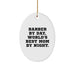 Funny Barber Gifts for Men - Oval Ornament by Day, World's Best Mom By Night. - Christmas Unique Gifts from Mom to Barber - Image 1