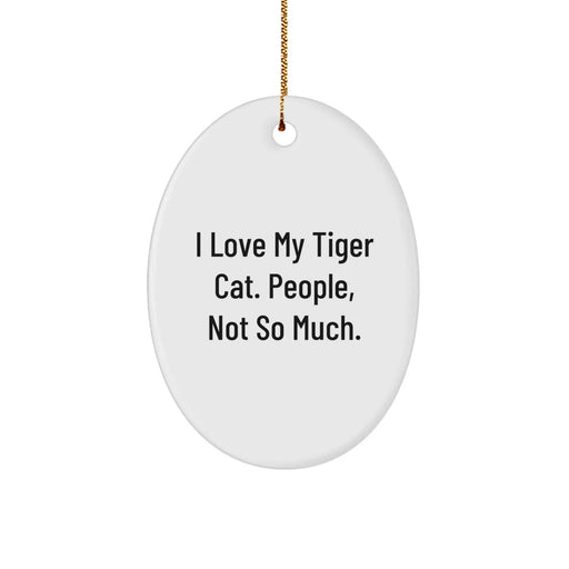 Funny Tiger Cat Oval Ornament Gifts for Friends, Family, or Men, Women from Gifts from I Love My Tiger Cat People Not So Much Christmas Unique Gifts - Image 1