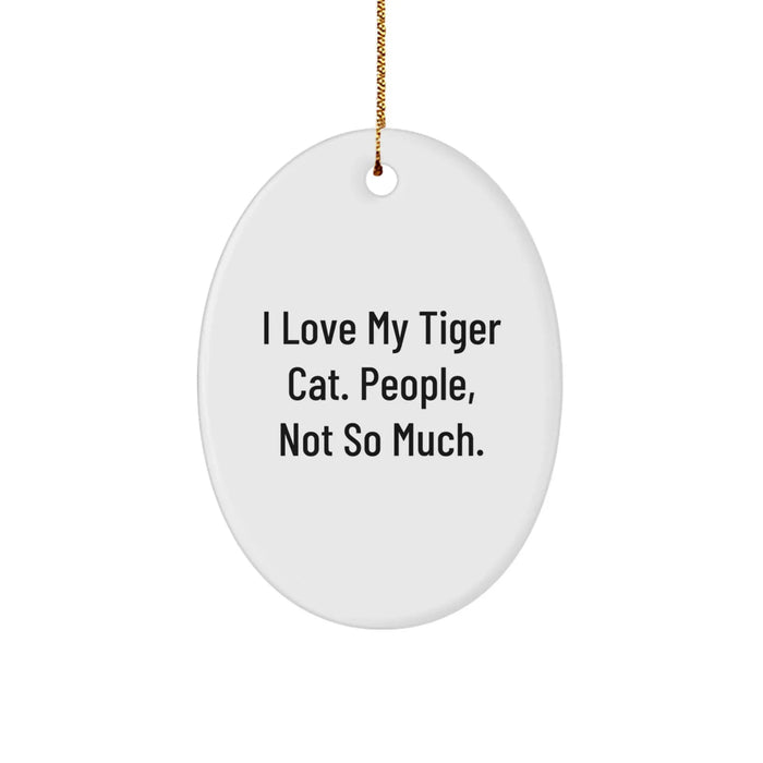 Funny Tiger Cat Oval Ornament Gifts for Friends, Family, or Men, Women from Gifts from I Love My Tiger Cat People Not So Much Christmas Unique Gifts - Image 1