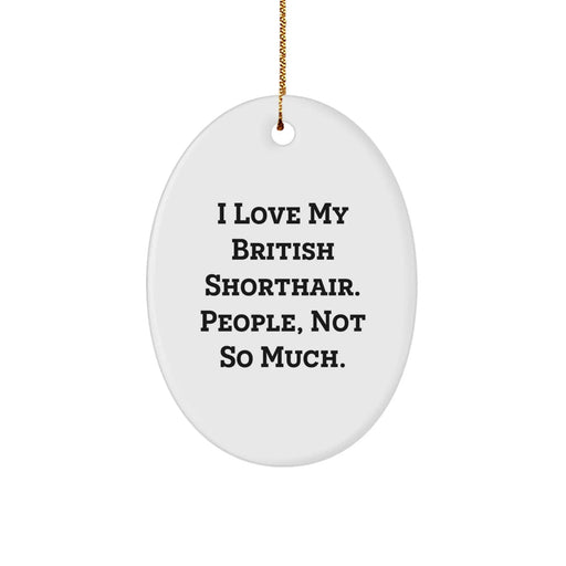 Christmas British Shorthair Cat Gifts from Friends - I Love My British Shorthair. People, Not So Much. Oval Ornament - Image 1