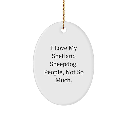 Funny Shetland Sheepdog Lover Gifts from Family, Friends, or Coworkers - Unique Oval Ornament for Christmas Unique Gifts - Image 1