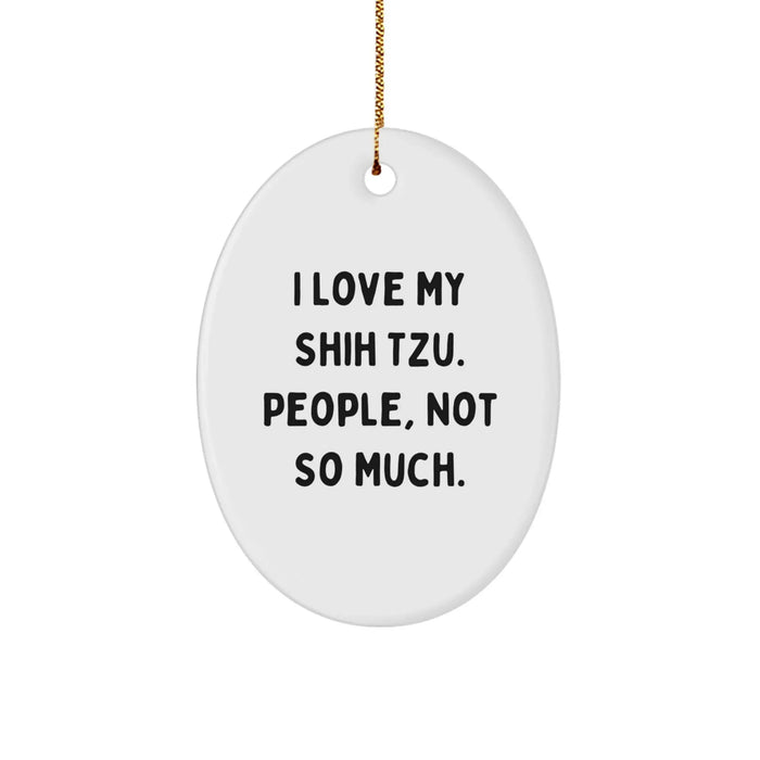 Funny Shih Tzu Dog Lover Christmas Unique Gifts from Friends Oval Ornament - Image 1