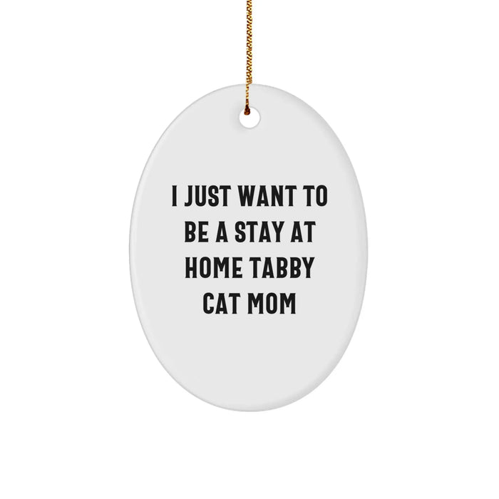 Funny Tabby Cat Mom Gifts from Friends and Family - Oval Ornament for Tabby Cat Lover's Christmas Unique Decor - Image 1