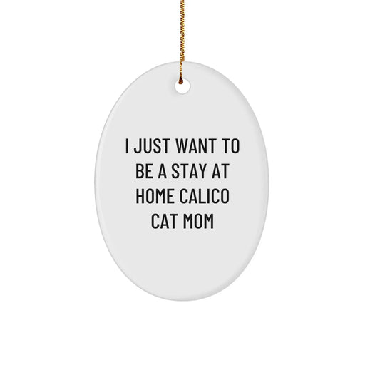 Funny Calico Cat Oval Ornament Gifts from Mom for Calico Cat Lover - Unique Christmas Decorations - Image 1