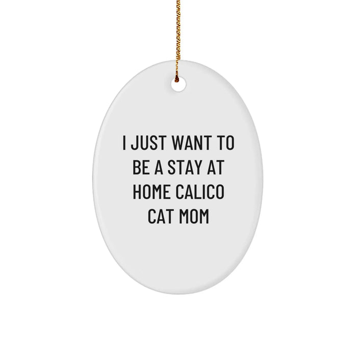 Funny Calico Cat Oval Ornament Gifts from Mom for Calico Cat Lover - Unique Christmas Decorations - Image 1