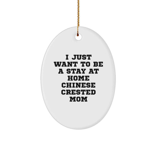 Funny Chinese Crested Dog Mom Oval Ornament Gifts from Family for Christmas - Image 1