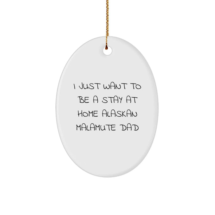Funny Alaskan Malamute Dog Dad Christmas Unique Gifts Oval Ornament for Home Decor Gifts from Men to Friends Family - Image 1