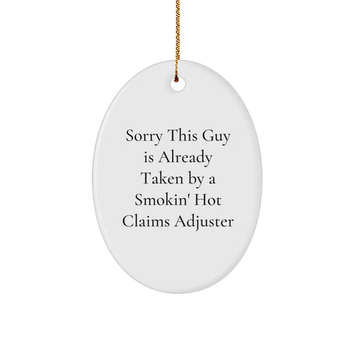 Funny Claims Adjuster Gifts from Friends, Oval Ornament for Claims Adjuster, Christmas Unique Presents - Image 1