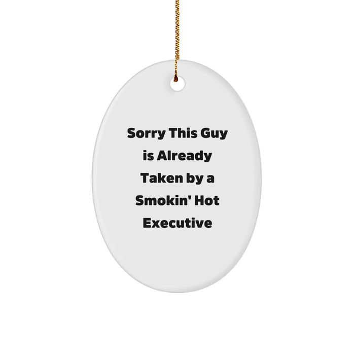 Funny Executive Oval Ornament, Gifts from Friends for a Smokin' Hot Executive, Christmas Unique Gifts for Men, White Oval Shaped Ornament - Image 1