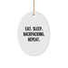 Funny Backpacking Oval Ornament Gifts from Family to Friends - Eat. Sleep. Backpacking. Repeat. for Christmas Unique Gifts - Image 1